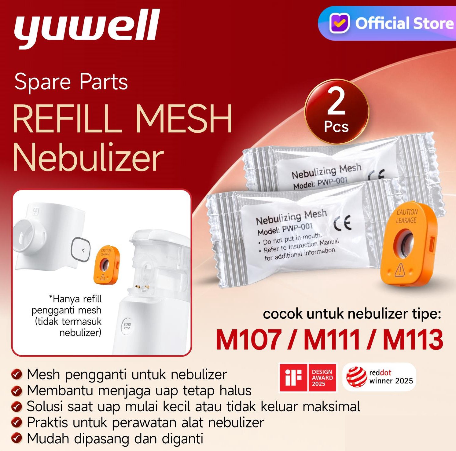 UWELL - Nebulizer Portable M113 Rechargeable | Alat Terapi Uap Pernapasan Batuk Pilek Anak Dewasa | Nebu Mesh Portable M 113 - foto 2