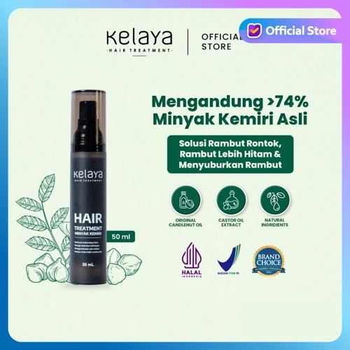 KELAYA - Hair Treatment Minyak Kemiri 50ml | Perawatan Penumbuh Rambut Lebat Anti Ketombe