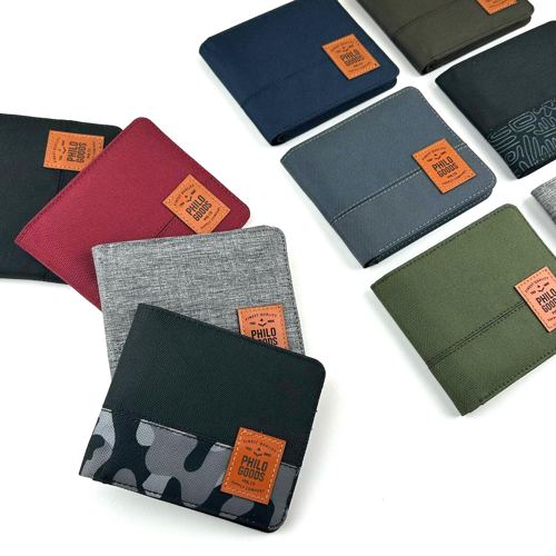 Dompet Lipat Pria Kanvas Bifold Wallet Basic Simple - Kartu, Cowok