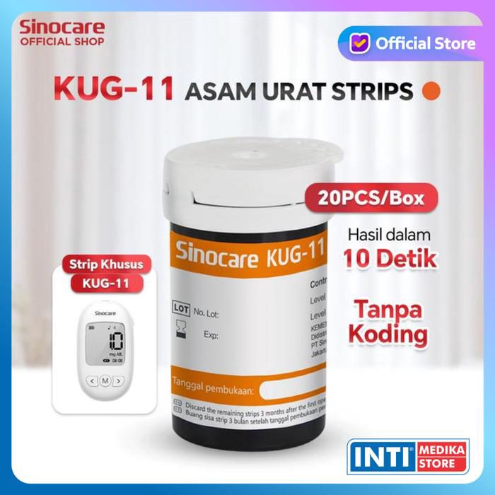 SINOCARE - Strip Tes B-Keton / Asam Urat / Gula Darah KUG-11 Tanpa Kode Chip | Refill Ketone Uric Acid Blood Glucose Test Strip Alat Cek 3in1 KUG11 No Coding - B-Ketone 25pcs - foto 3