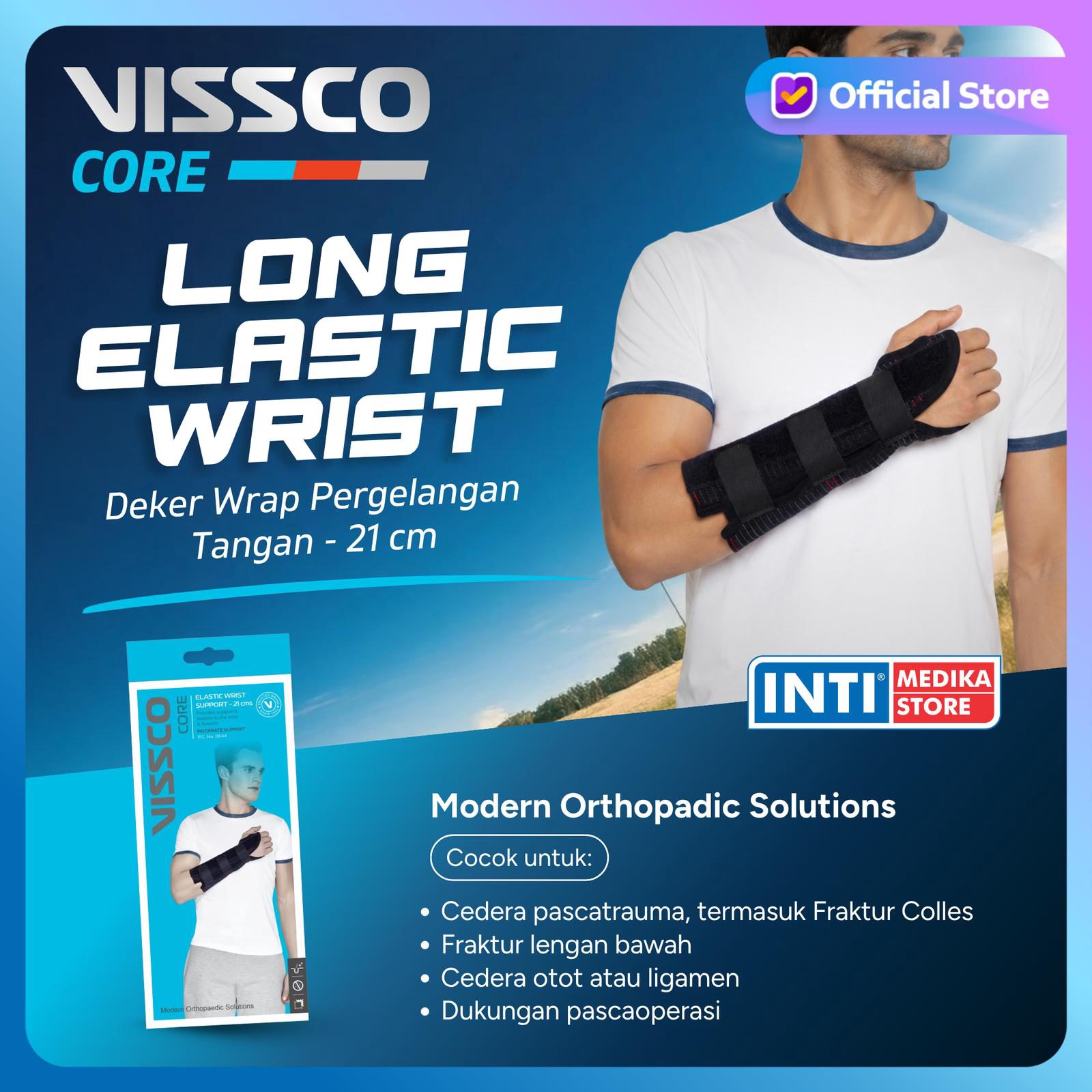 VISSCO - Elastic WRIST SUPPORT 21cm 0644 | Deker Elastis Cedera Pergelangan Tangan & Lengan Bawah - foto 2