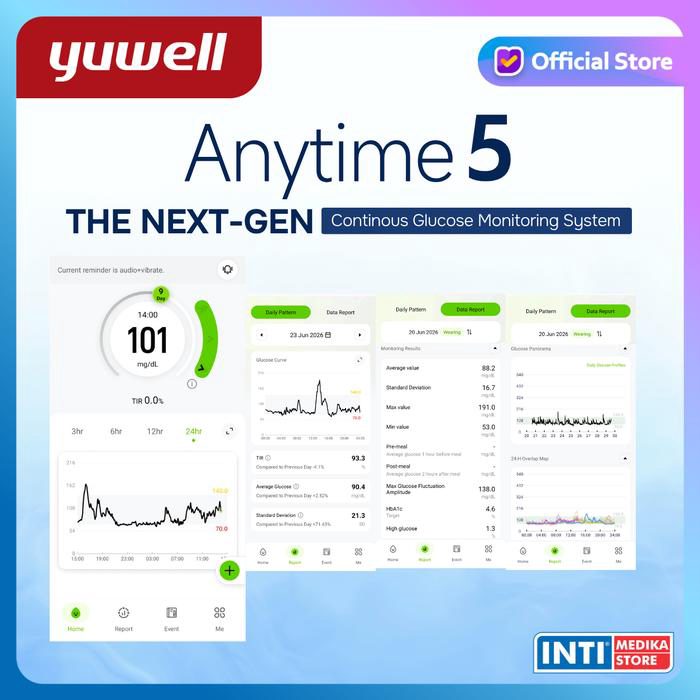 YUWELL - Anytime 5 NEXT-GEN CGM Alat Cek Gula Darah Kontinu 24 Jam 16 Hari | Advanced Continuous Glucose Monitoring System | Manajemen Diabetes dengan Fitur Lanjutan AT5 Yuwell - foto 3