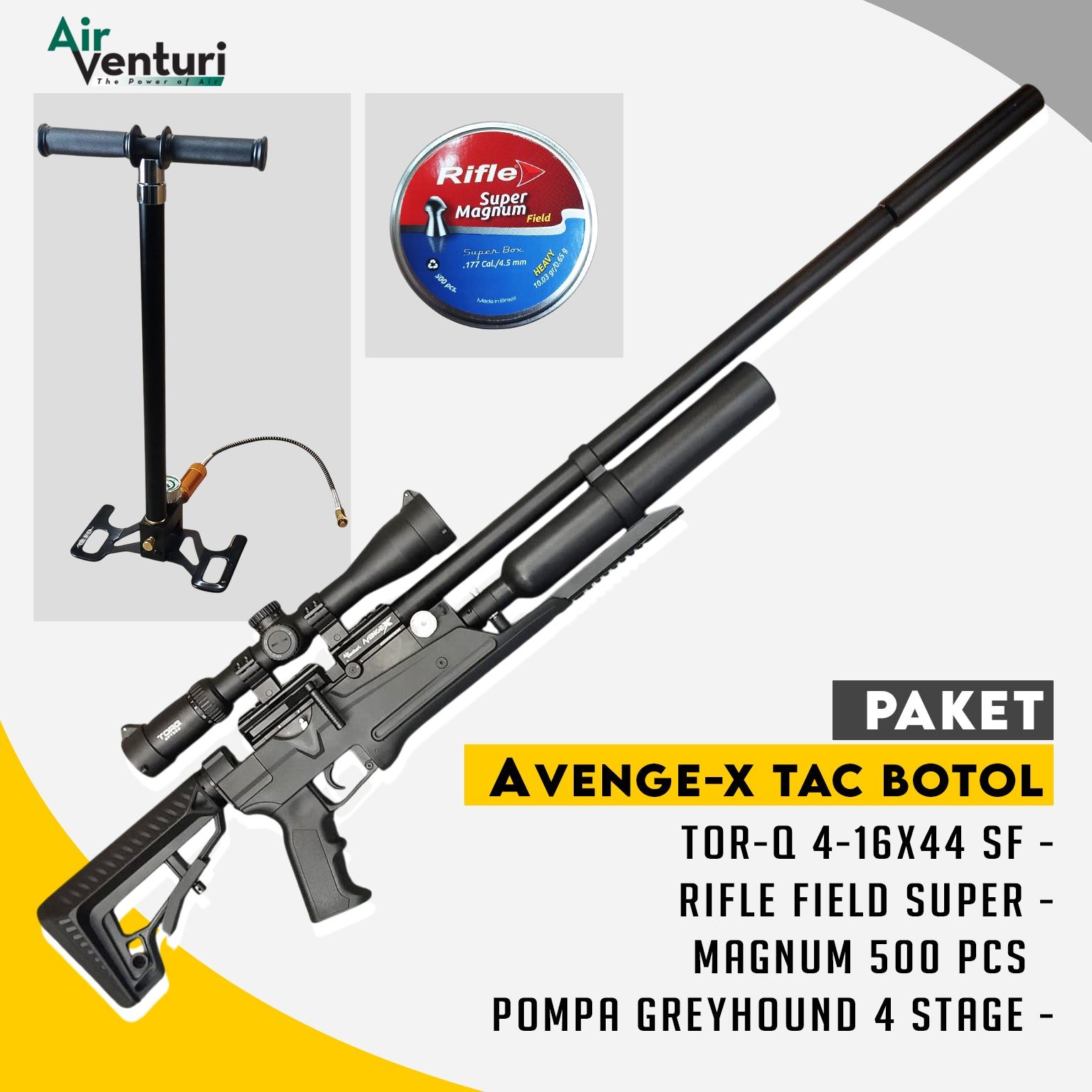 PAKET SENAPAN ANGIN AIR VENTURI AVENGE-X TACTICAL BOTOL
