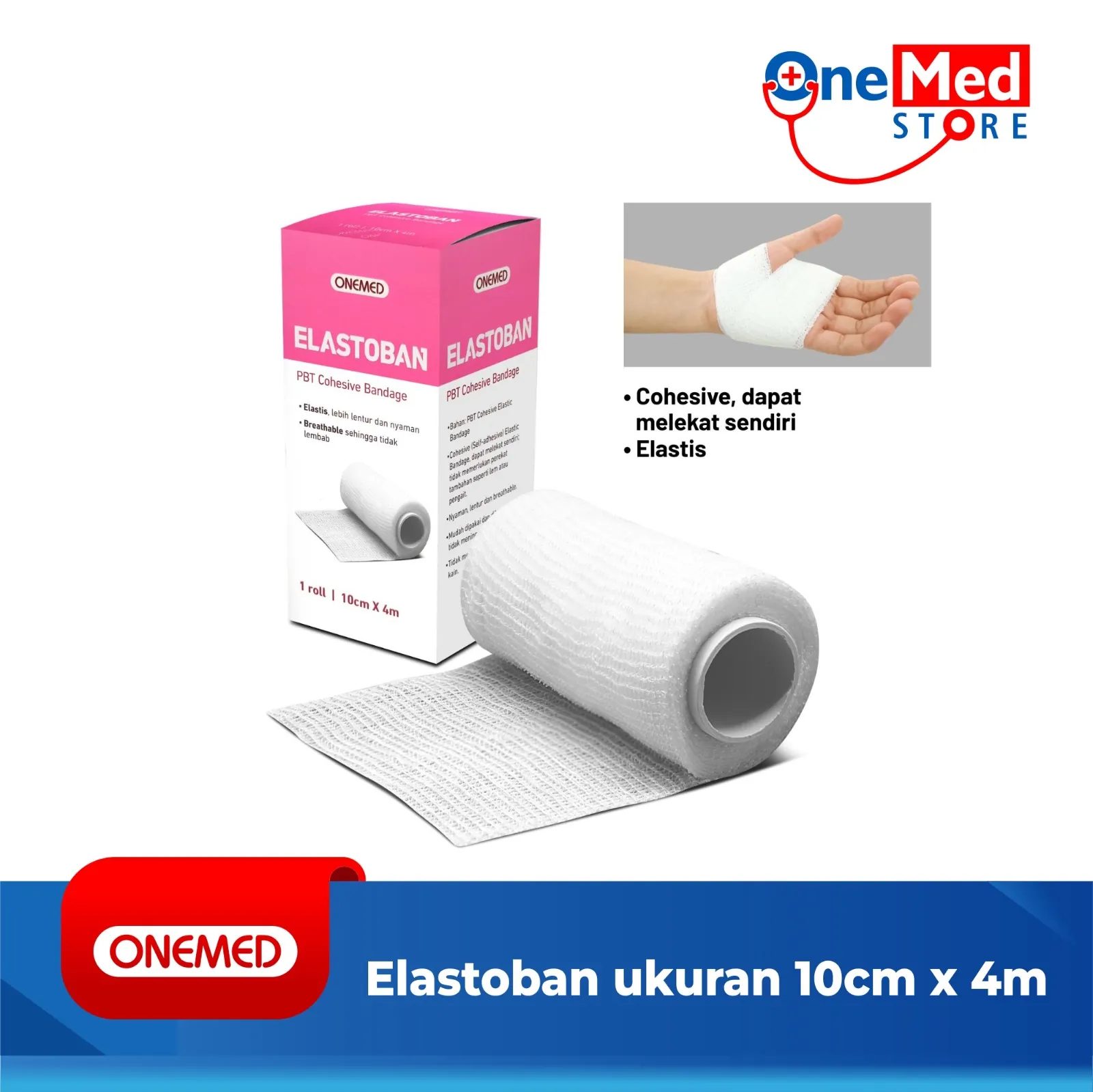 ONEMED - ELASTOBAN Self-Adhesive Cohesive Bandage | Perban Elastis Kohesif Pembalut Luka | Verban Elastis Fiksasi Luka P3K - foto 2