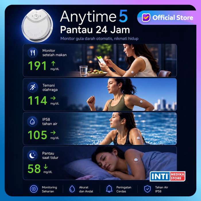 YUWELL - Anytime 5 NEXT-GEN CGM Alat Cek Gula Darah Kontinu 24 Jam 16 Hari | Advanced Continuous Glucose Monitoring System | Manajemen Diabetes dengan Fitur Lanjutan AT5 Yuwell - foto 2