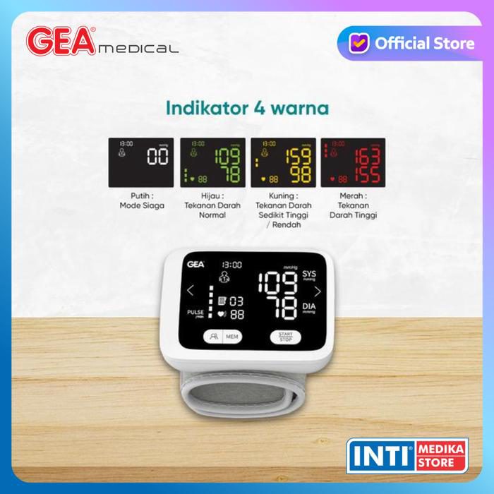 GEA - Tensimeter Digital Wrist BP-M100 dengan Layar LCD TOUCH SCREEN + Indikator Warna | Tensi Digital Tekanan Darah Pergelangan Tangan BP M100 | Blood Pressure Monitor DUAL USER - foto 2
