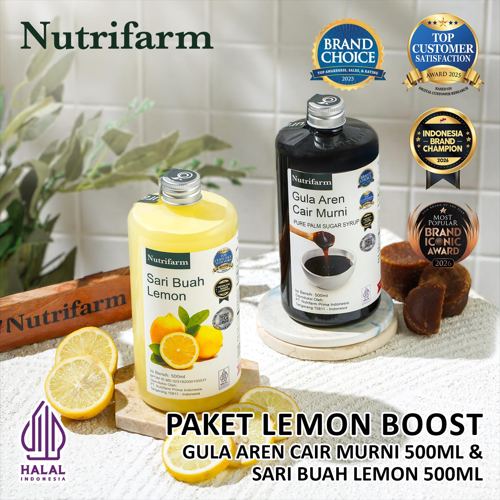 NUTRIFARM PAKET LEMON BOOST / GULA AREN CAIR 500ML DAN SARI LEMON 500ML