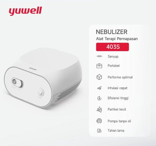 YUWELL - Nebulizer Compressor PORTABLE 403S | Alat Terapi Uap Pernapasan Batuk Pilek Anak Dewasa - foto 2