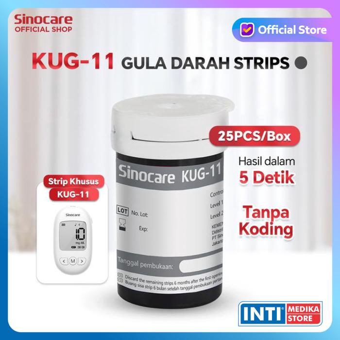 SINOCARE - Strip Tes B-Keton / Asam Urat / Gula Darah KUG-11 Tanpa Kode Chip | Refill Ketone Uric Acid Blood Glucose Test Strip Alat Cek 3in1 KUG11 No Coding - B-Ketone 25pcs - foto 4