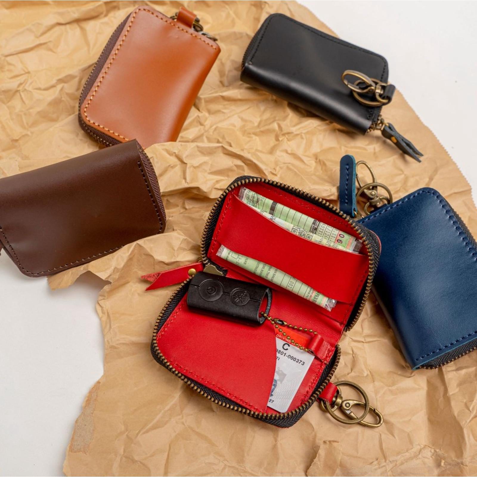 Dompet kunci remot keyless kulit gantungan remote STNK mobil motor muat kartu