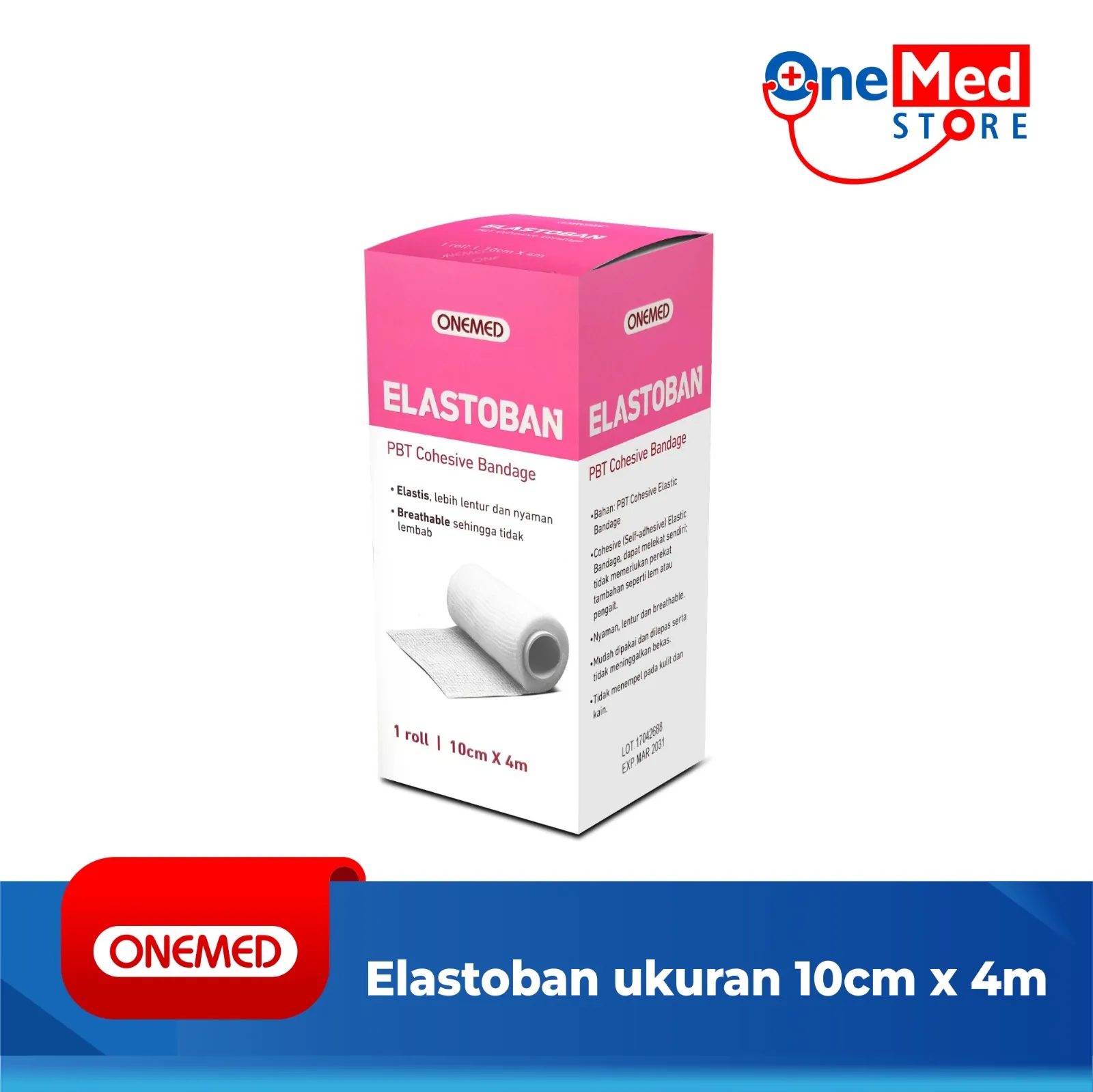 ONEMED - ELASTOBAN Self-Adhesive Cohesive Bandage | Perban Elastis Kohesif Pembalut Luka | Verban Elastis Fiksasi Luka P3K - foto 3